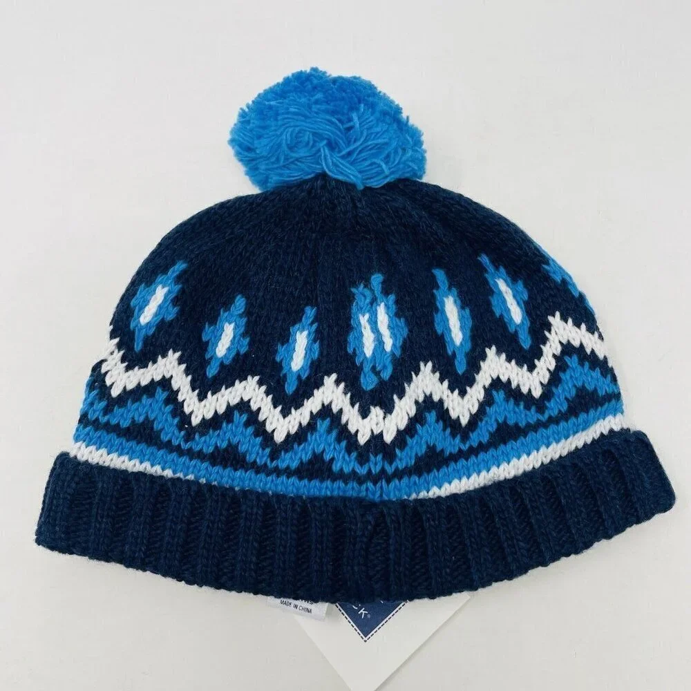 Janie‎ and Jack Baby Boys 6-12 Months Fair Isle Pom Pom Winter Hat in Blue $26